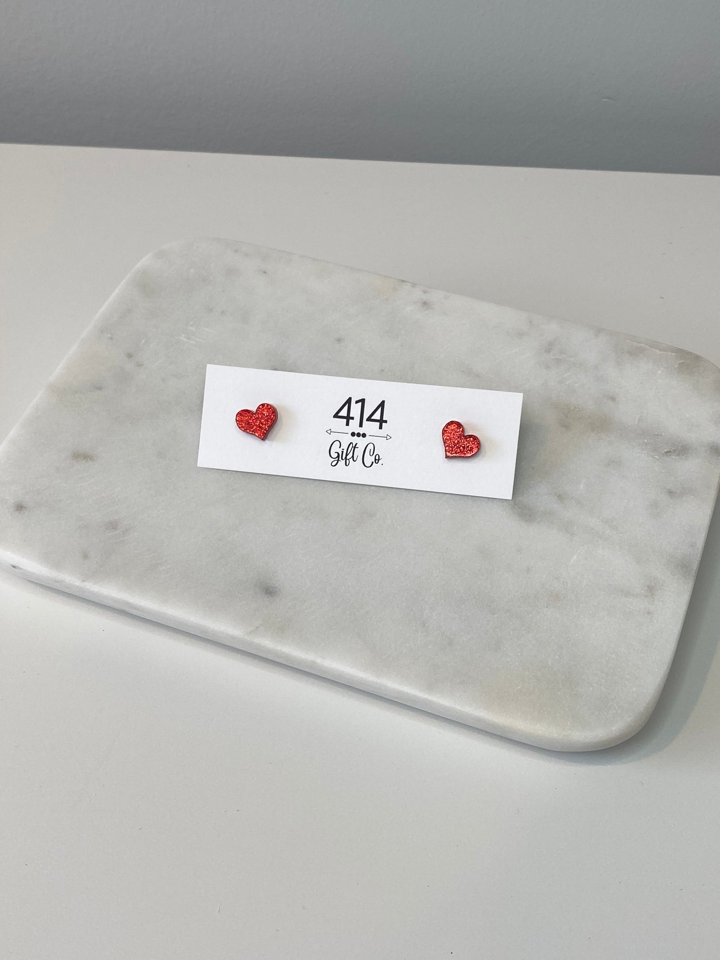 Glitter Acrylic Heart Stud Earrings