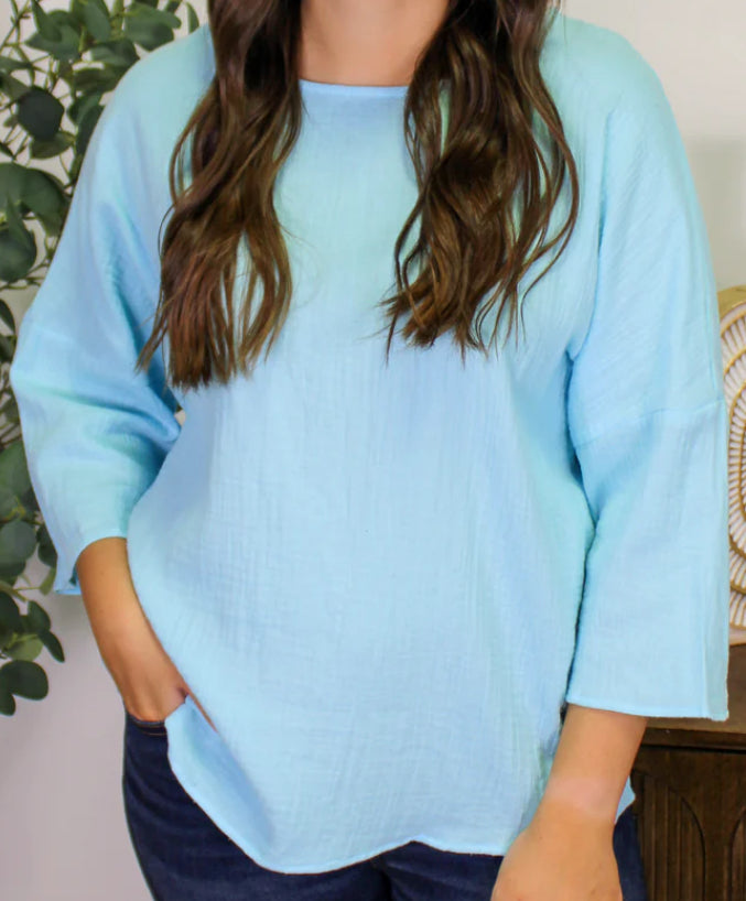 Blue Crinkle Blouse