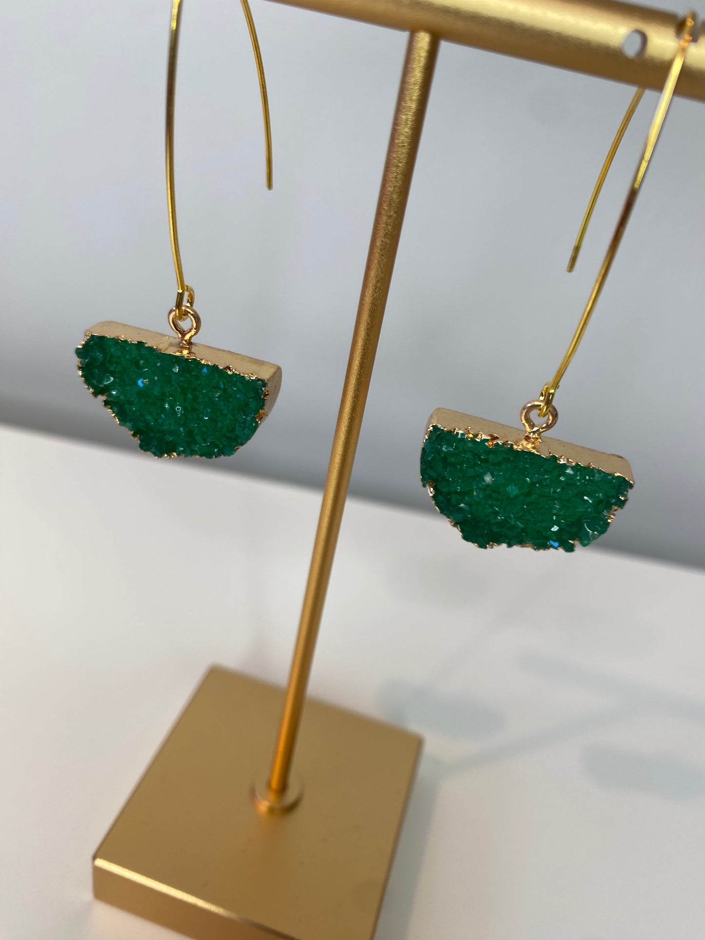 Green Textured Earrings