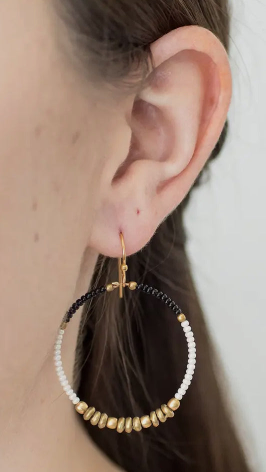 Aid Through Trade Colorblocked Brass Hoop Earrings