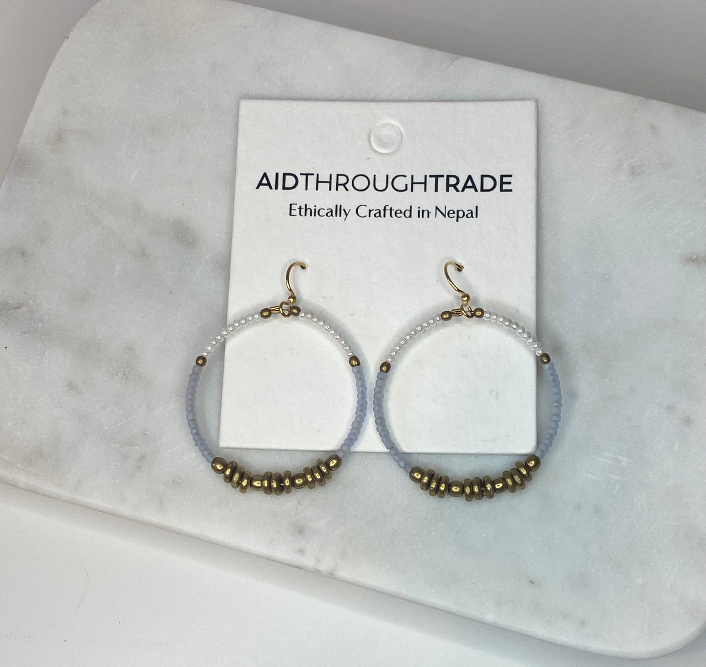Aid Through Trade Colorblocked Brass Hoop Earrings
