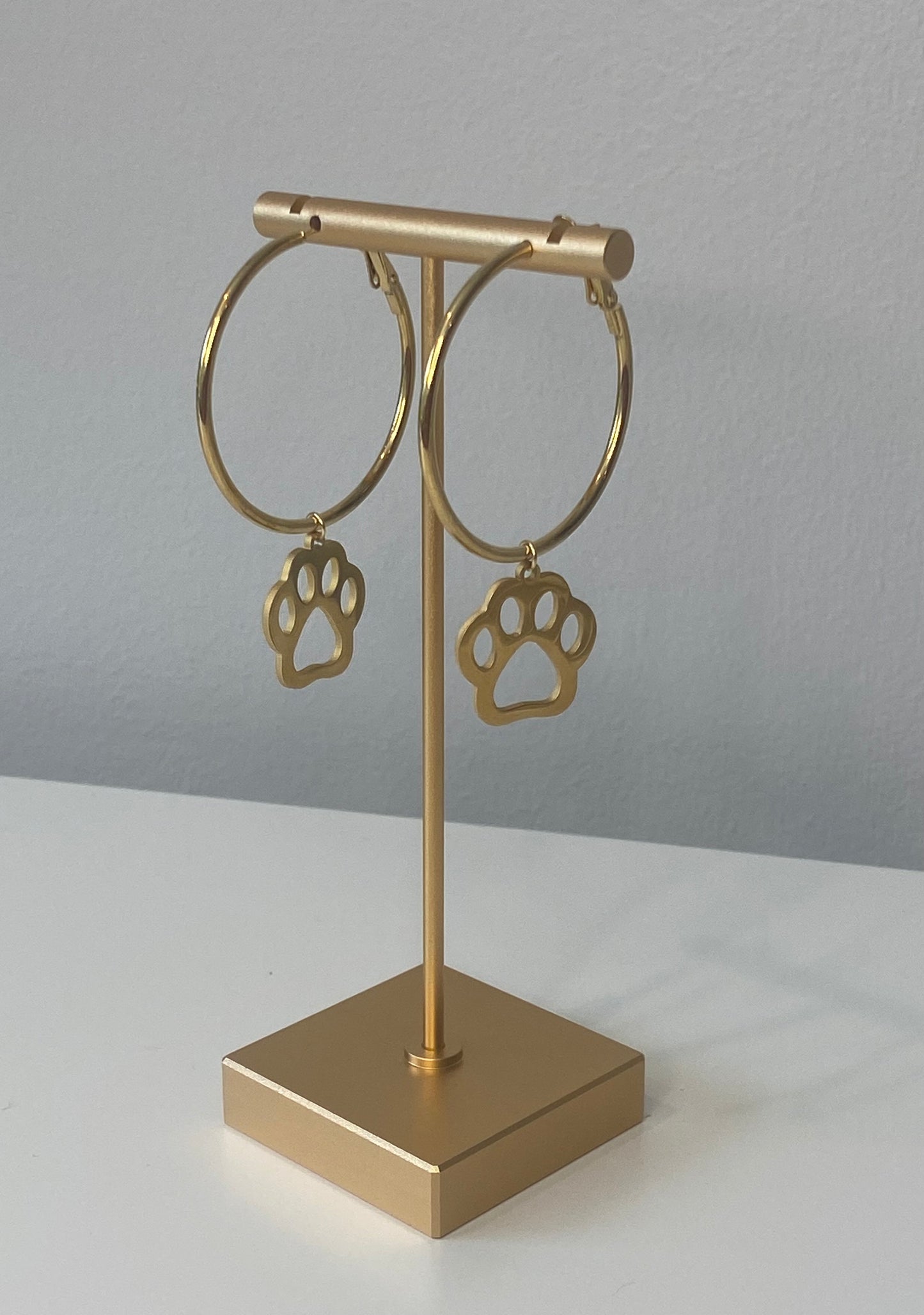 Golden Paw Dangle Earrings