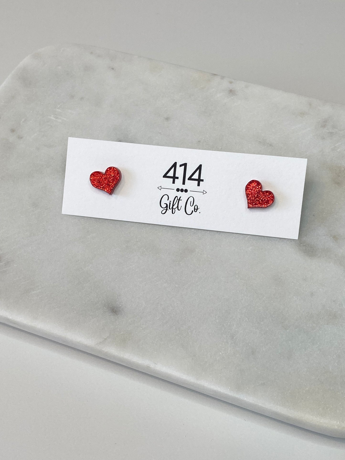 Glitter Acrylic Heart Stud Earrings
