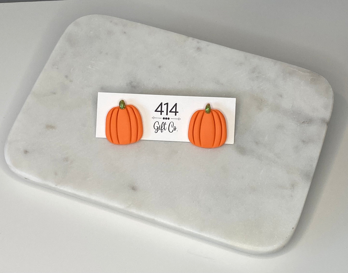 Orange Pumpkin Clay Studs