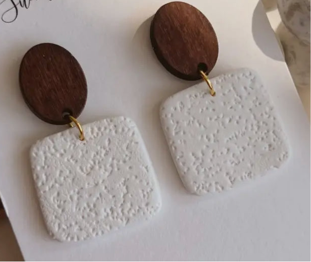 Wood & Clay Earring