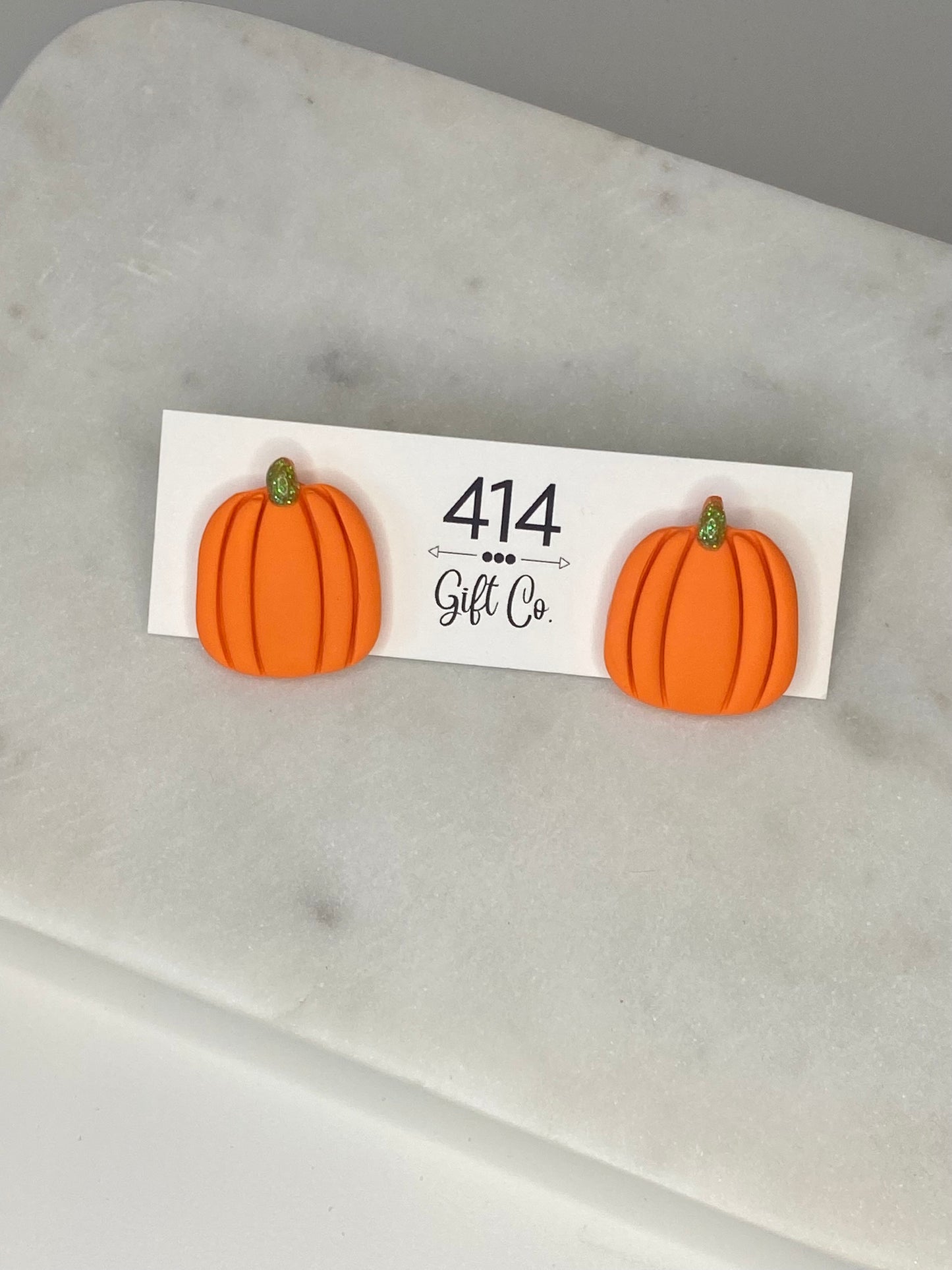 Orange Pumpkin Clay Studs