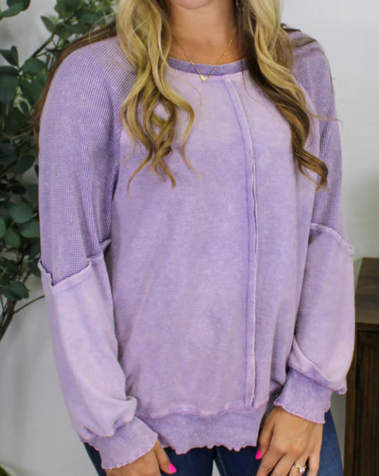 BLACK Waffle Knit Sweatshirt