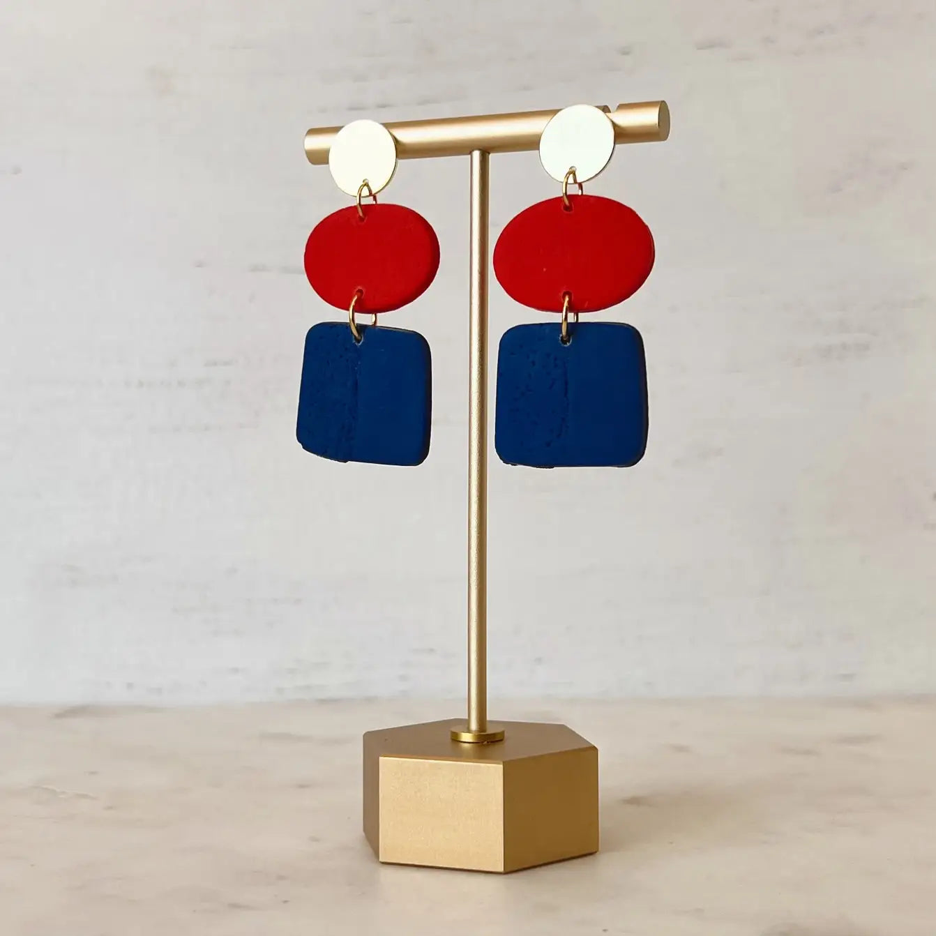 Oval & Square Clay Earrings