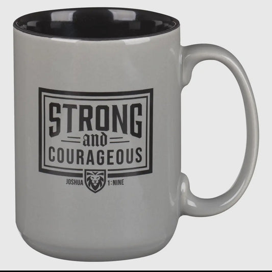 Grey Strong & Courageous Coffee Cup