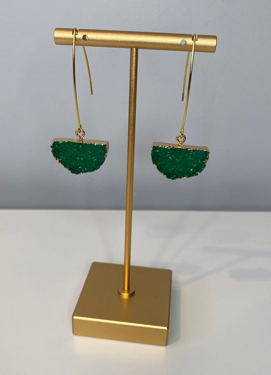 Green Textured Earrings