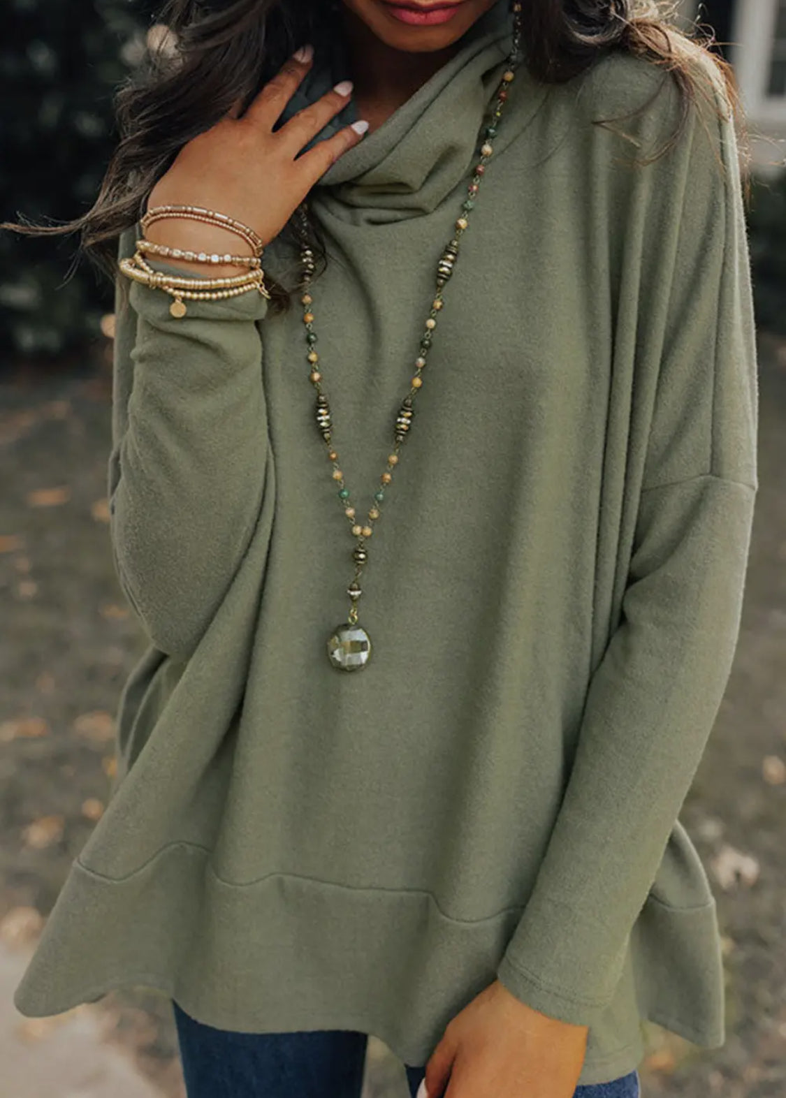 Cowl Neck Tunic Blouse