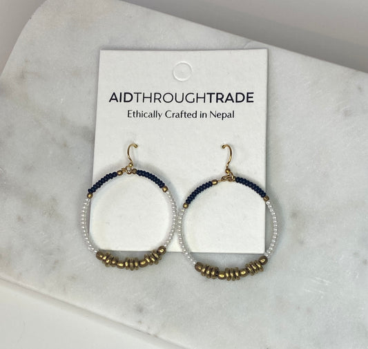 Aid Through Trade Colorblocked Brass Hoop Earrings